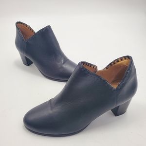Jack Rogers Booties Black Leather Block Heel Boho Ankle Boots